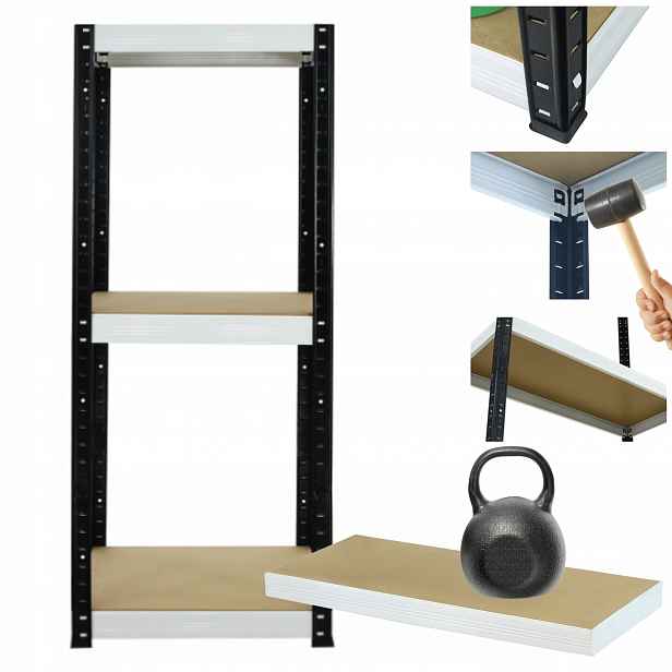 Kovový skladový regál pro dílnu Helios 90x45x45 cm 3Px175 kg Pevný