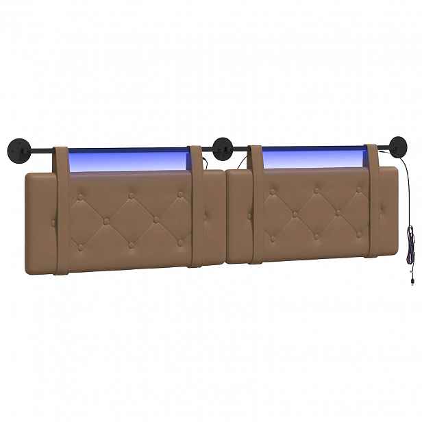 vidaXL Závěsné čelo postele S LED osvětlením Cappuccino Umělá kůže
