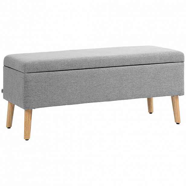 HOMCOM LAVIČKA S ÚLOŽNÝM PROSTOREM scandinavia polyester dřevo šedá