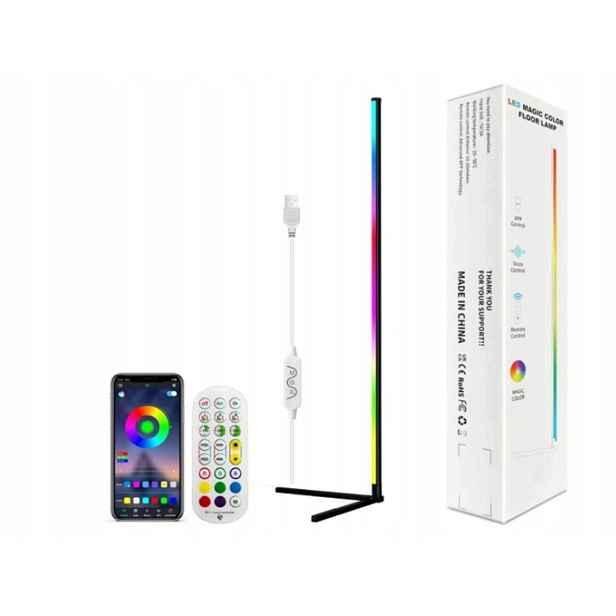 Stojací Rohová Lampa Rgb Led Dálkový Ovladač Aplikace Music Sensor 165 CM