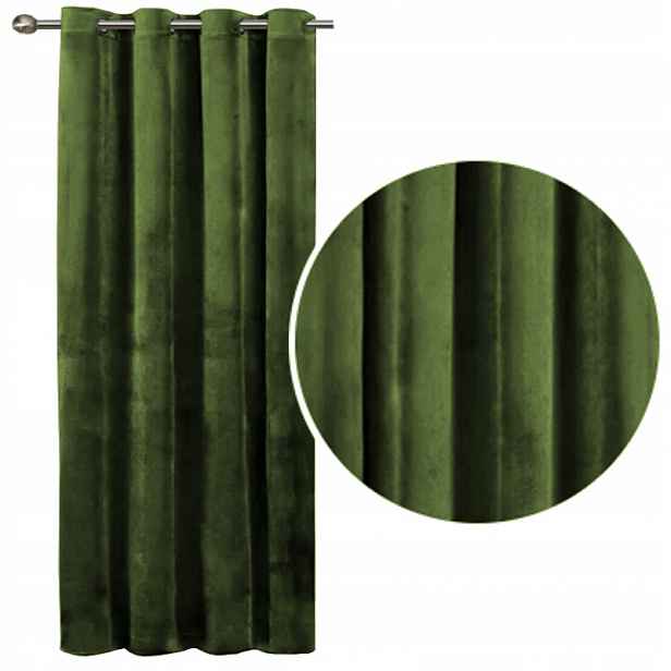 Velurové záclony Imperial 140x250 výška závěs Velur olivová khaki