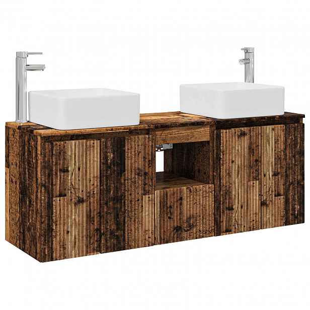 vidaXL Sada koupelnových skříněk 3 ks Staré dřevo 135 x 35 x 80 cm