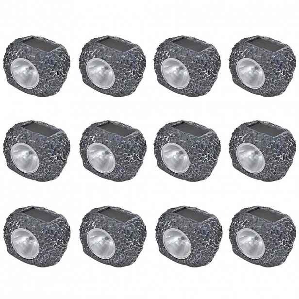 vidaXL Zahradní solární LED bodovky tvar kamene 12 ks