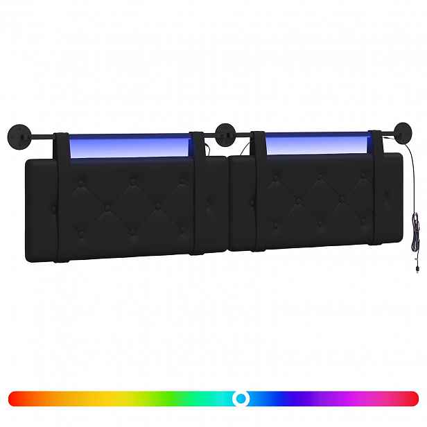 vidaXL Závěsné čelo postele S LED osvětlením Černá Umělá kůže