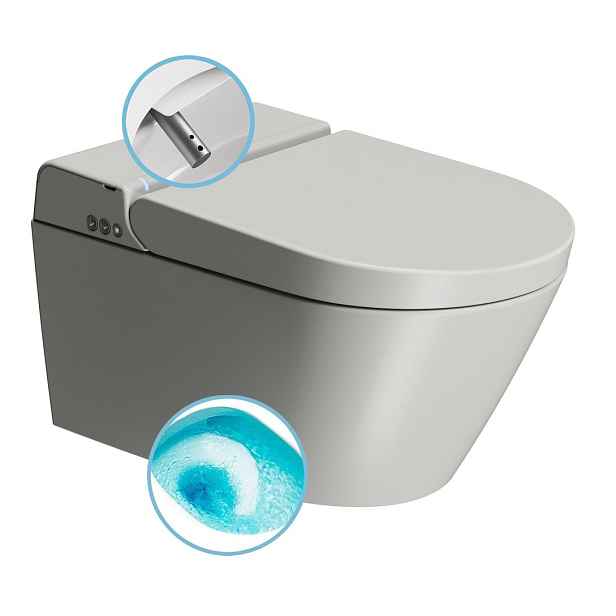 GSI WCLEAN závěsné WC Swirlflush s integrovaným elektronickým bidetem, cenere dual-mat