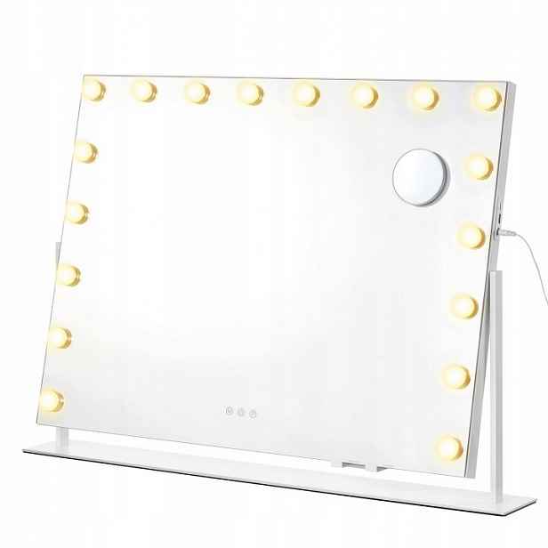 Kosmetické zrcátko Songmics Led 18 žárovek Zvětšovací Usb bílé