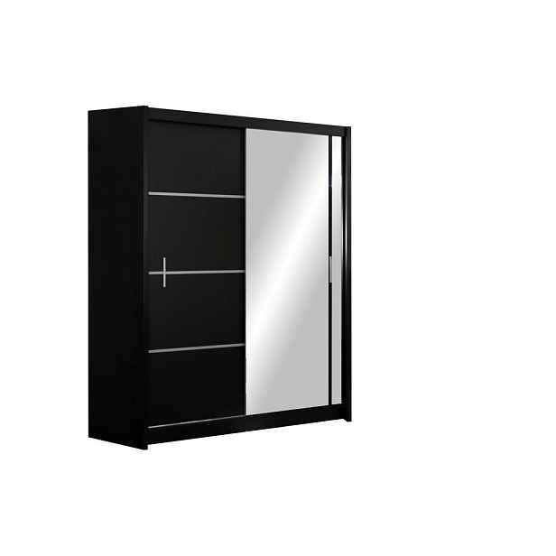 MASSENO ŠATNÍ SKŘÍŇ S POSUVNÝMI DVEŘMI NASUS, 180/215/61 cm 2dveřová se zrcadlem, černá