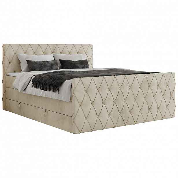 MKS POSTEL BOXSPRING MIREN KING DUO 120/200 - Béžová Samet - H3