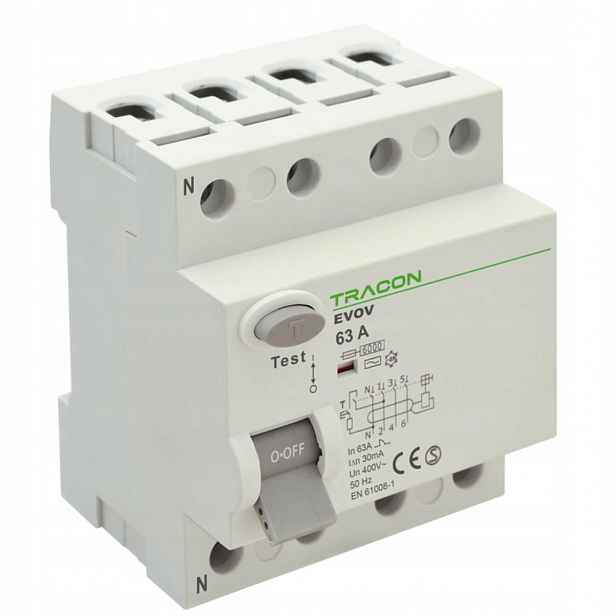 Proudový spínač 80A 4P 30mA Ac EVOV4P8003 Tracon