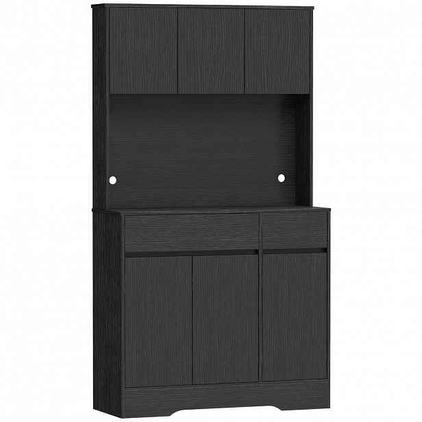 HOMCOM KUCHYŇSKÁ skříňka z MDF desky 100/38/180 cm černá