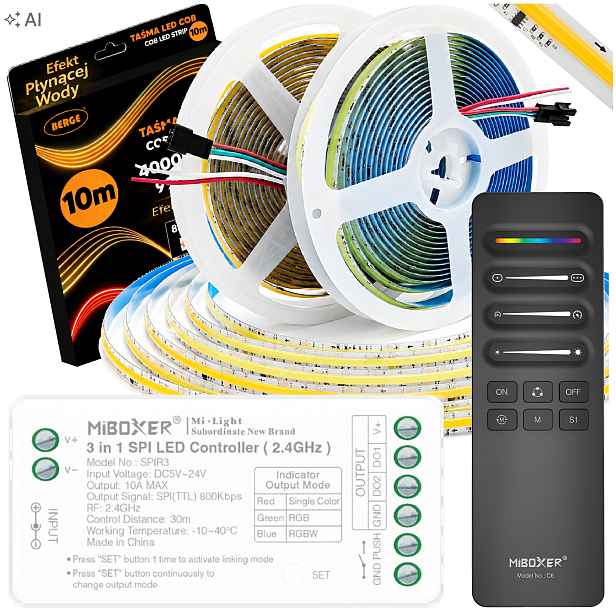 Miboxer Led Páska Digitální Tekoucí Fala 10M Cob 130W 24V Hotová sada