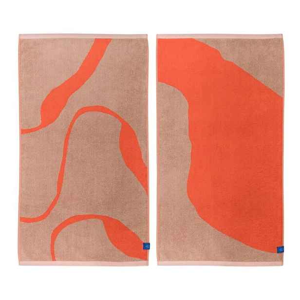 Oranžové/světle hnědé ručníky v sadě 2 ks z Bio bavlny 50x90 cm Nova Arte – Mette Ditmer Denmark
