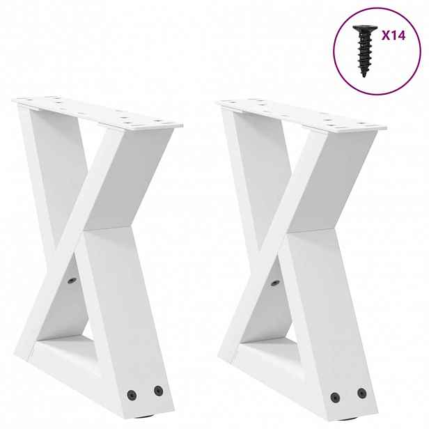 vidaXL Nohy konferenčního stolku 2 ks bílé 40 x (30-31,3) cm ocelové