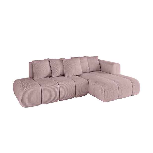 ALTDECOR ROHOVÁ SEDAČKA s funkcí spaní a otomanem, pravá CLOUD-L-v1 280x185x90 Růžová Manšestr