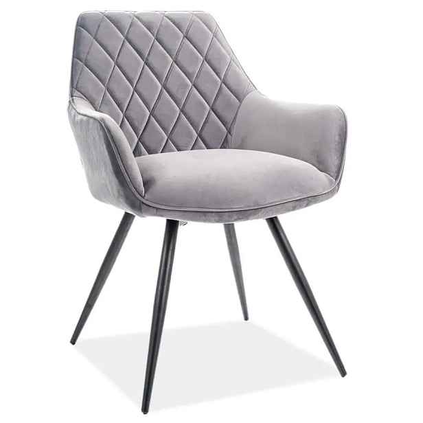 Casarredo Jídelní čalouněná židle LINEA velvet šedá/černá