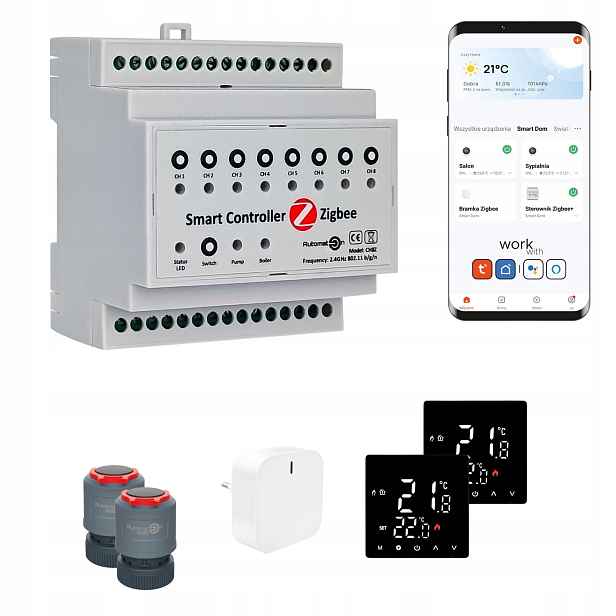 Sada pro podlouhlé vytápění Zigbee Tuya CH8Z 2 pokoje s termostatem Std černá