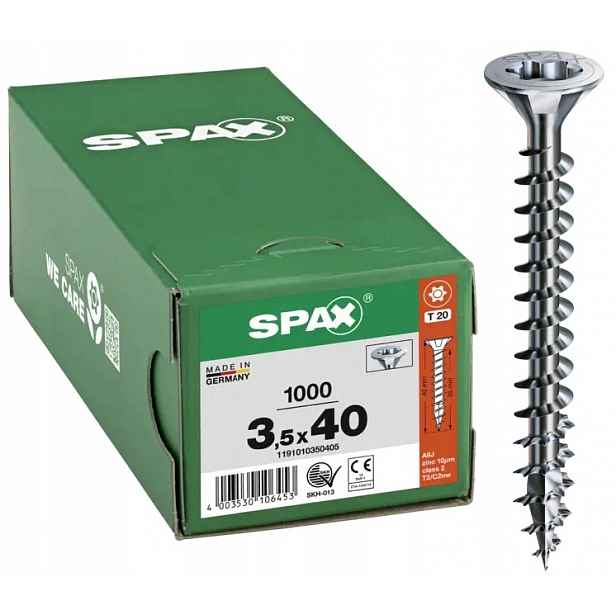 Šroub Do Dřeva Pozink Bílý (1000) Tx 3.5*40MM Wirox Mini Spax
