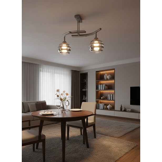 Stropní Svítidlo Lustr Fiona 2 Satén 2x E27 Euro-lamp Klosz Kosmo