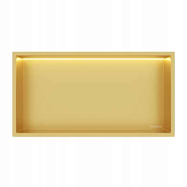 Wall-box One Ocelová Polička Zlatá Matná s Led 30x60x10 cm Balneo