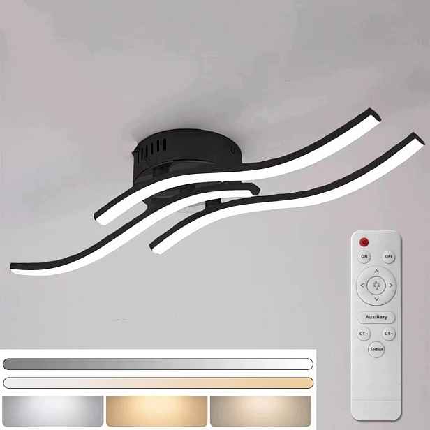 stropní svítidlo Led Stropní Svítidlo Černý Moderní Lustr 42W Do Obývacího Pokoje S Dálkový Ovladač