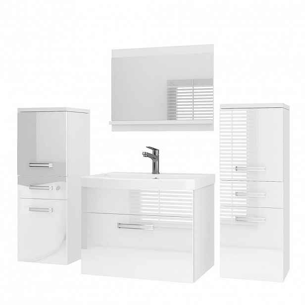 B BELINI GROUP KOUPELNOVÝ NÁBYTEK Koupelnová SADA PRI P4, Bílá lesklá, 120 cm