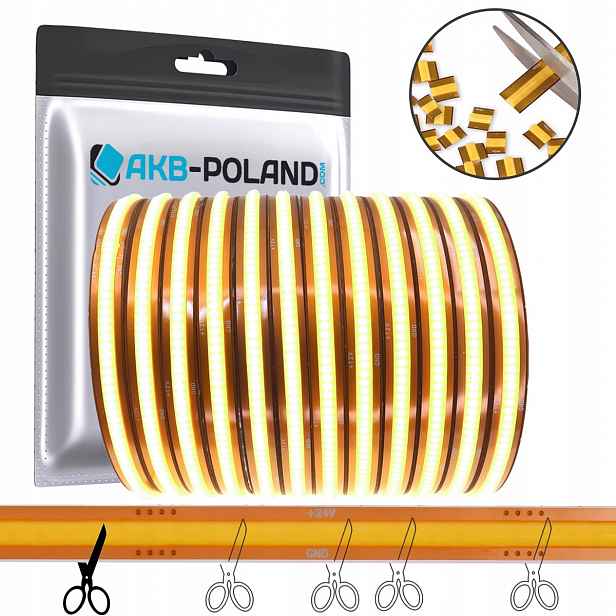 Led pásek Cob 12V Neon 528 5M Rolka Bílá Studená Free Cut Libovolné Řezání