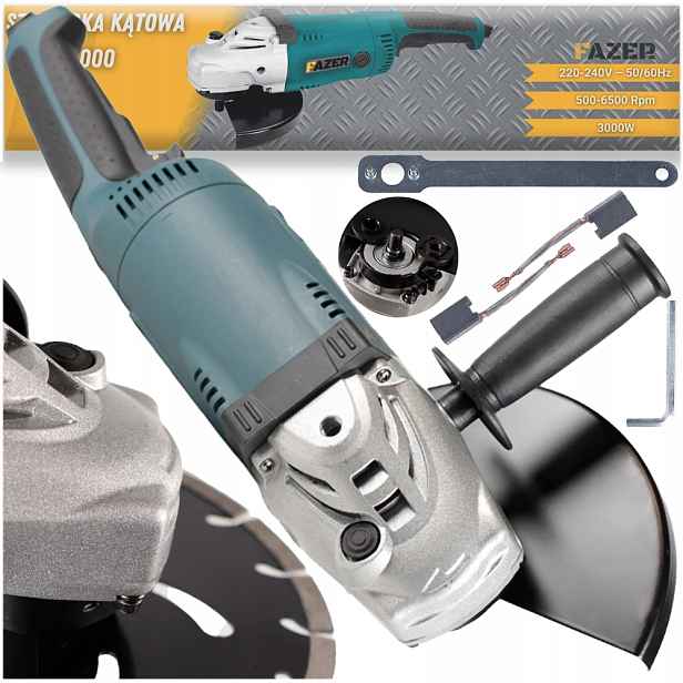 Úhlová Bruska 230 mm Velká Volná Soft Start Bruska 3000 W Výkonná Sada