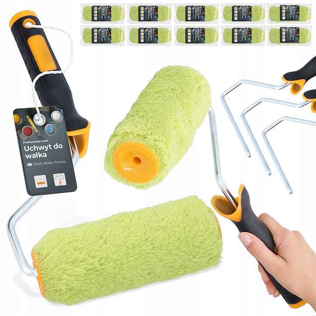 10x Malířský Váleček 18 cm Zásoba Vložka Malování Stěn nábytku 3x Rukojeť