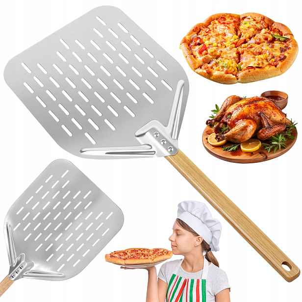 Lopata Na Pizzu Perforovaná Zásuvka Nerezová Ocel Pizza Peel Shovel