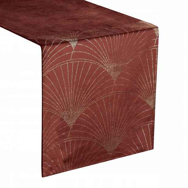 Běžecký Pás Na Stůl 35x220 Hnědý Velvetový Potisk
