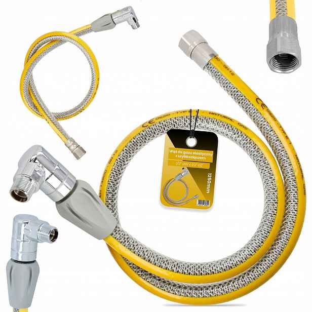 Hadice Na Zemní Plyn Kabel 125 cm Plynový Vařič Plynové Láhve Rychlospojkou Ch