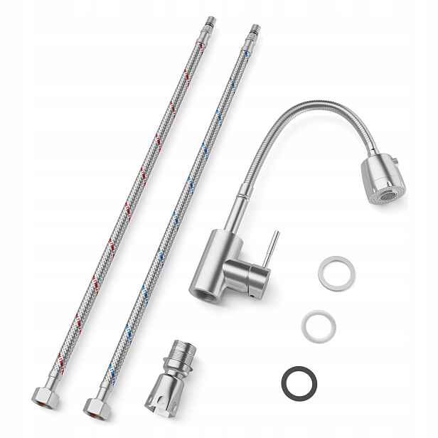 Kuchyňská Baterie Inox Kartáčovaná 330 MM S Otočným Ramínkem 360°
