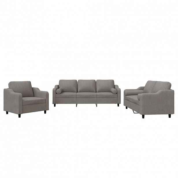 vidaXL 3dílná sedací souprava s polštáři taupe textil