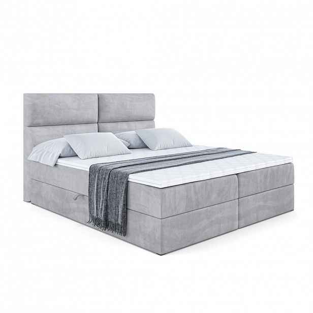 ALTDECOR AMERICKÁ postel s matrací H4 a roštem – BOXI3 – 120 × 200 cm – H4 – světle šedá