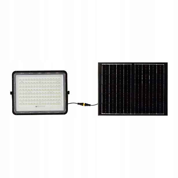 Led halogenový zářič 20W solární s dálkovým ovládáním, studené světlo, černá barva V-tac