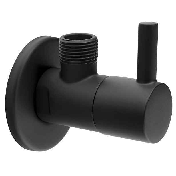 Aqualine Rohový kulový ventil 1/2"x3/8", kulatý, černá mat