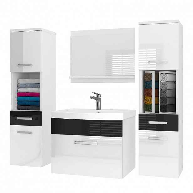 B BELINI GROUP KOUPELNOVÝ NÁBYTEK Koupelnová SADA PRI P6, Bílá / Černá lesklá, 120 cm