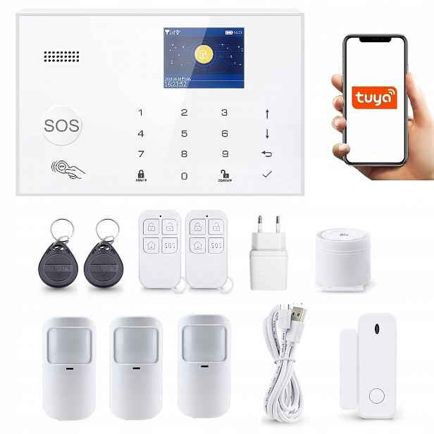 Bezdrátový LCD Alarm 2.4' Gsm WiFi Tuya Smart V 3xPIR