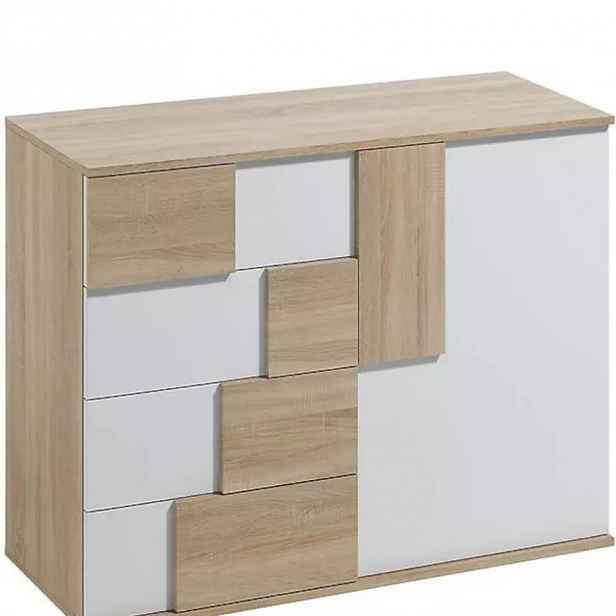 Komoda Elstra I 121cm Dub Sonoma/Bílá