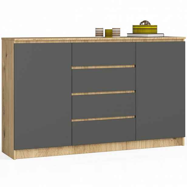 Komoda K160 2D 4SZ Clp Pk Artisan Šedá Akd
