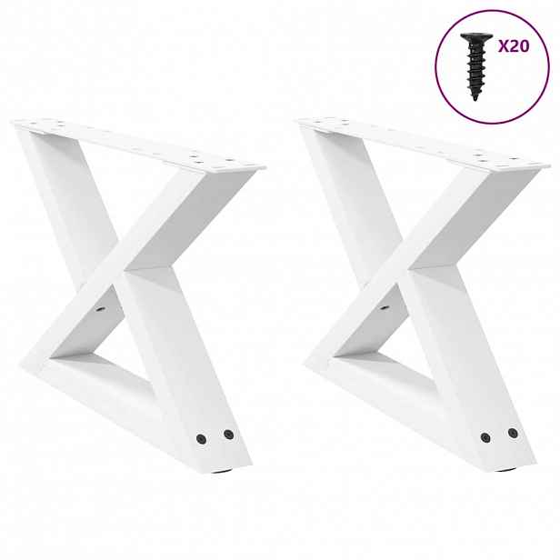 vidaXL Nohy konferenčního stolku 2 ks bílé 50 x (30-31,3) cm ocelové