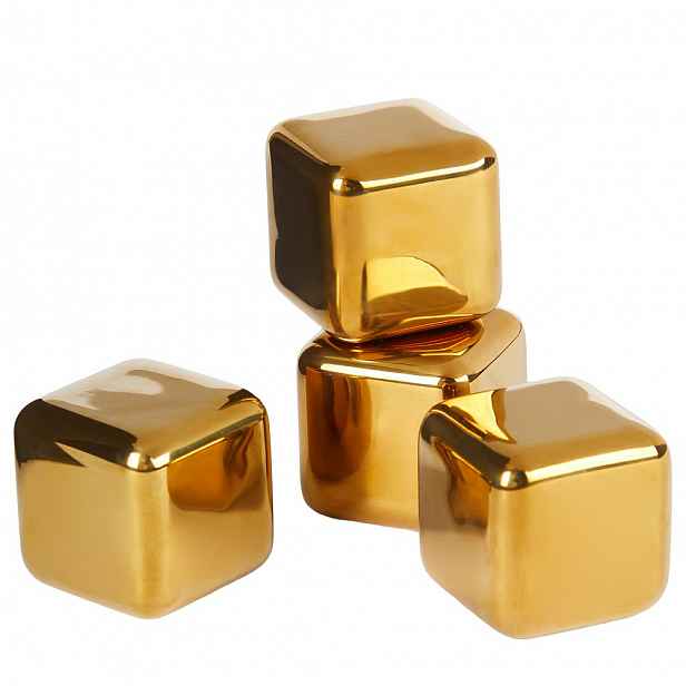 Butlers COLD AS ICE Kostky ledu z ušlechtilé oceli set po 4 ks - zlatá