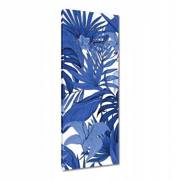 Hodiny 40x100 Classic Blue Monstera