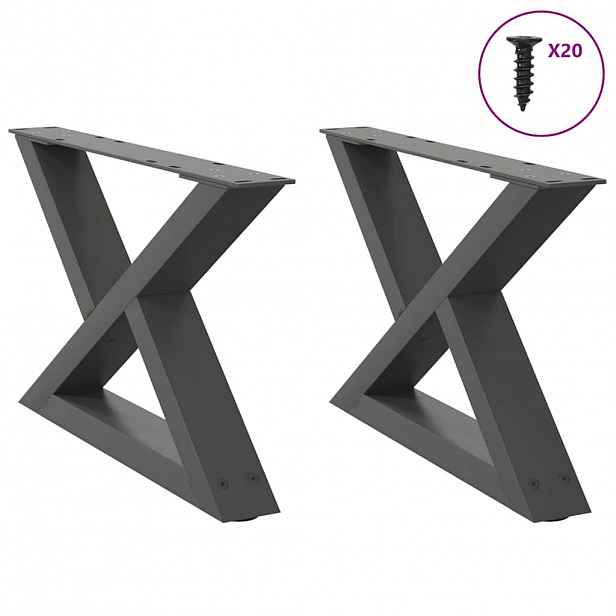 vidaXL Nohy konferenčního stolku 2 ks antracitové 50 x (30-31,3) cm ocelové