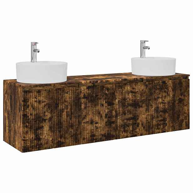 vidaXL Sada koupelnových skříněk 3 ks Kouřový dub 161.5 x 44.5 x 82 cm