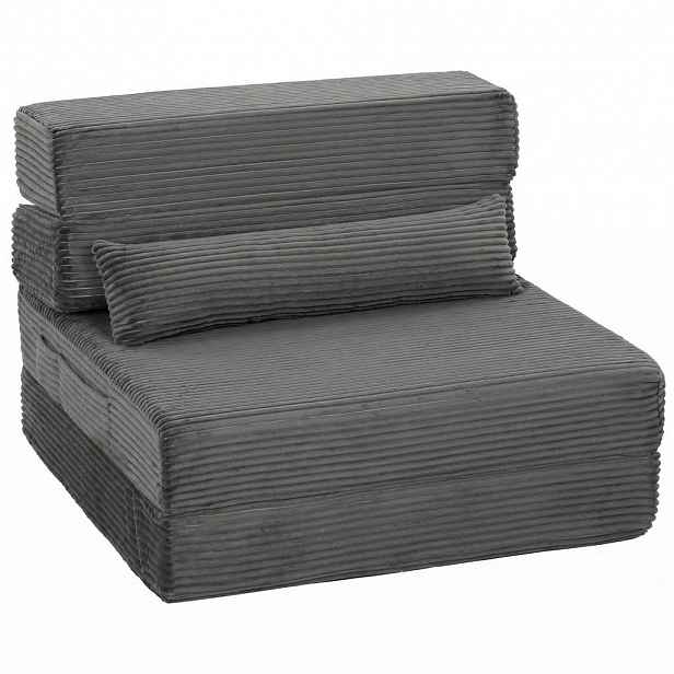 HOMCOM MANŠESTROVÁ židle na podlahu (100% polyester), tmavě šedá
