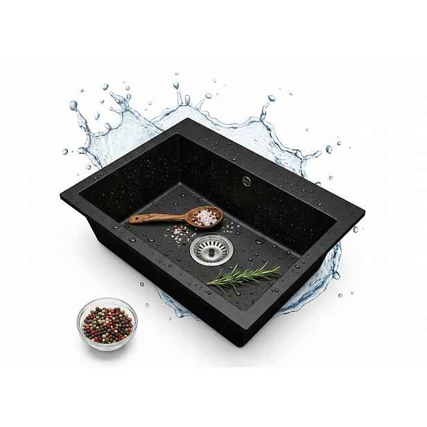 Kuchyňský granitový dřez Jednokomorový Elite 70 Sifon Chrom