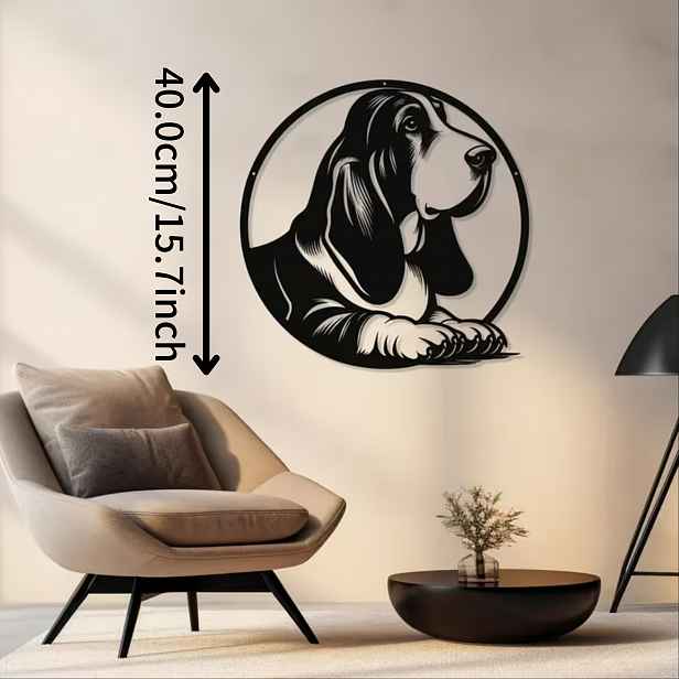 TEMU 1ks Kovová cedule Basset Hound je ideálním dárkem na zeď pro milovníky psů. Umění Basset Hound vytváří zábavné téma pro psí dětský pokoj