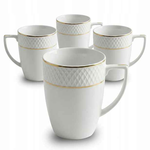 Velký porcelánový hrnek 450 ml na kávu nebo čaj Wilmax se zlatým okrajem