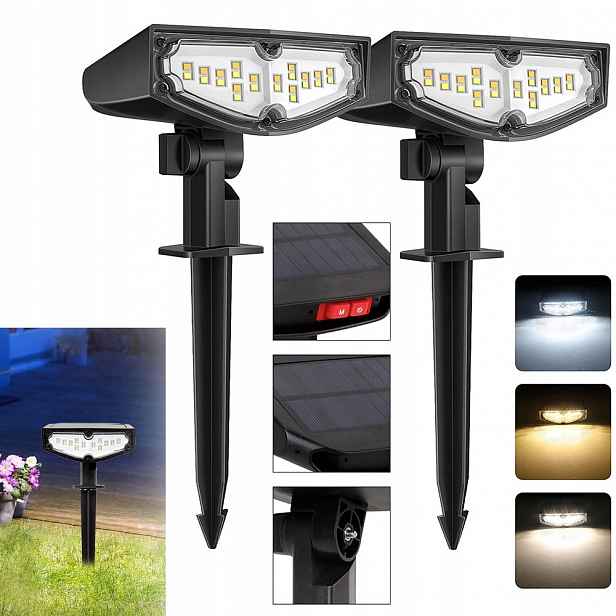 2ks Solární Lampa Zapichovací Do Zahrady Solární Led Reflektor Zahradní